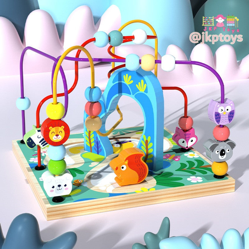 🌈ร้านคนไทยค่า Todds & Kids Toys by JKP Toys ของเล่นไม้เสริมพัฒนาการ กล่องกิจกรรมไม้ 5 ด้าน ขดลวดดึงออกมาเล่นข้างนอกได้