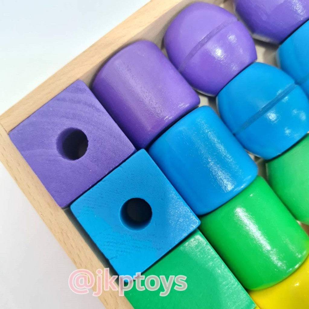 ของขวัญวันเกิด Todds & Kids Toys ของเล่นไม้เสริมพัฒนาการ ลูกปัดรูปทรง ลูกปัดทรงเรขาคณิต ร้อยเชือก (2y+) เสริมทักษะ